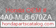 Honda 814A0-ML8-670ZA genuine part number image