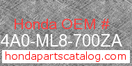 Honda 814A0-ML8-700ZA genuine part number image