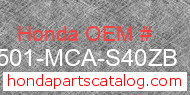 Honda 81501-MCA-S40ZB genuine part number image
