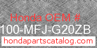 Honda 83100-MFJ-G20ZB genuine part number image