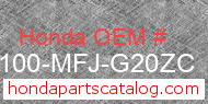 Honda 83100-MFJ-G20ZC genuine part number image