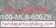 Honda 83100-ML8-600ZB genuine part number image