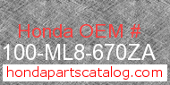 Honda 83100-ML8-670ZA genuine part number image