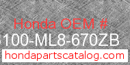 Honda 83100-ML8-670ZB genuine part number image
