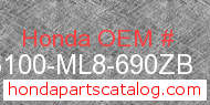 Honda 83100-ML8-690ZB genuine part number image