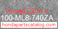 Honda 83100-ML8-740ZA genuine part number image