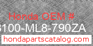 Honda 83100-ML8-790ZA genuine part number image