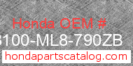Honda 83100-ML8-790ZB genuine part number image