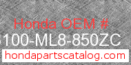 Honda 83100-ML8-850ZC genuine part number image