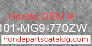 Honda 83101-MG9-770ZW genuine part number image