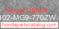 Honda 83102-MG9-770ZW genuine part number image