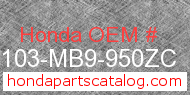 Honda 83103-MB9-950ZC genuine part number image