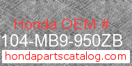 Honda 83104-MB9-950ZB genuine part number image