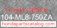 Honda 83104-ML8-750ZA genuine part number image