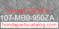 Honda 83107-MB9-950ZA genuine part number image
