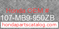Honda 83107-MB9-950ZB genuine part number image