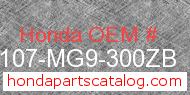 Honda 83107-MG9-300ZB genuine part number image