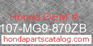 Honda 83107-MG9-870ZB genuine part number image