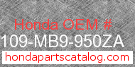 Honda 83109-MB9-950ZA genuine part number image