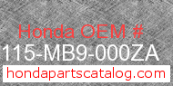 Honda 83115-MB9-000ZA genuine part number image