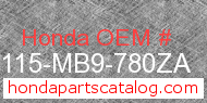 Honda 83115-MB9-780ZA genuine part number image
