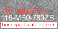 Honda 83115-MB9-780ZB genuine part number image