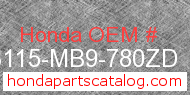 Honda 83115-MB9-780ZD genuine part number image