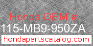 Honda 83115-MB9-950ZA genuine part number image