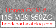 Honda 83115-MB9-950ZC genuine part number image