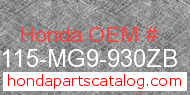 Honda 83115-MG9-930ZB genuine part number image