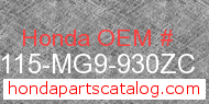 Honda 83115-MG9-930ZC genuine part number image