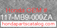 Honda 83117-MB9-000ZA genuine part number image