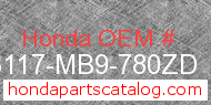 Honda 83117-MB9-780ZD genuine part number image