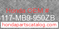Honda 83117-MB9-950ZB genuine part number image