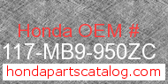 Honda 83117-MB9-950ZC genuine part number image