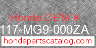 Honda 83117-MG9-000ZA genuine part number image