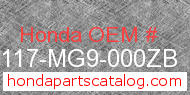 Honda 83117-MG9-000ZB genuine part number image