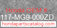 Honda 83117-MG9-000ZD genuine part number image