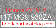 Honda 83117-MG9-930ZA genuine part number image