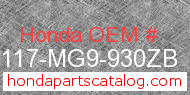 Honda 83117-MG9-930ZB genuine part number image