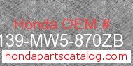 Honda 83139-MW5-870ZB genuine part number image