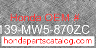 Honda 83139-MW5-870ZC genuine part number image