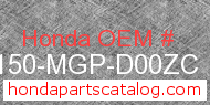 Honda 83150-MGP-D00ZC genuine part number image
