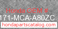 Honda 83171-MCA-A80ZC genuine part number image