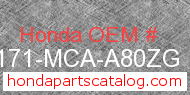 Honda 83171-MCA-A80ZG genuine part number image