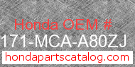 Honda 83171-MCA-A80ZJ genuine part number image