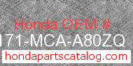 Honda 83171-MCA-A80ZQ genuine part number image