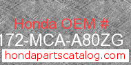 Honda 83172-MCA-A80ZG genuine part number image