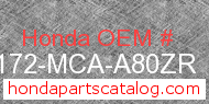 Honda 83172-MCA-A80ZR genuine part number image