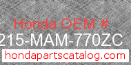 Honda 83215-MAM-770ZC genuine part number image